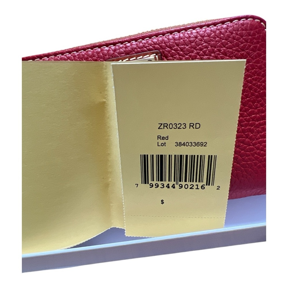 Dooney & Bourke Pebble Grain Medium Zip Around Wallet Clutch Red Color - Picture 4 of 5